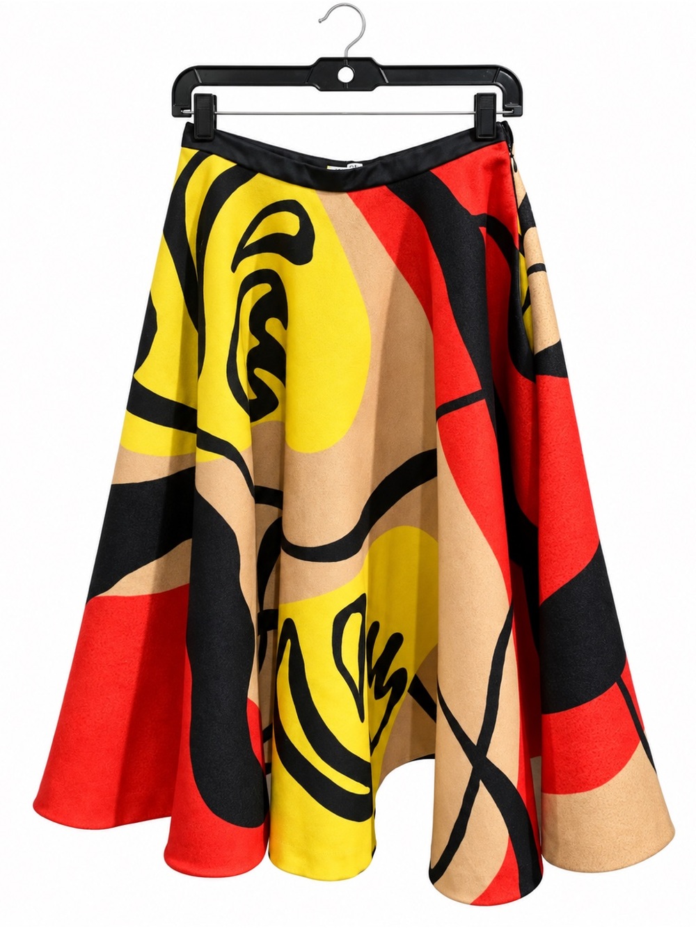 Iceberg Bold Abstract Circle Skirt in Yellow, Red, Black, Tan